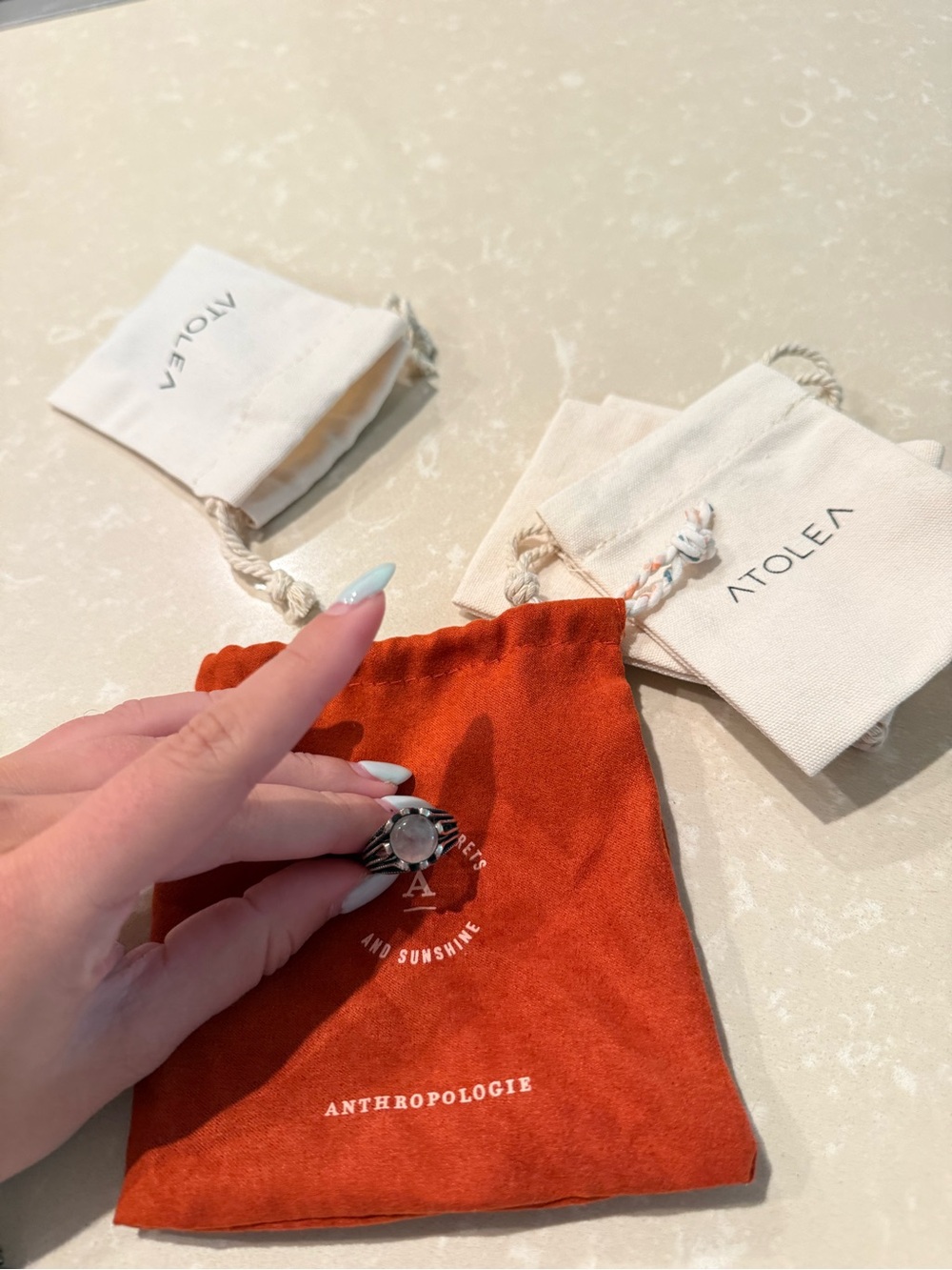 Anthropologie Red Suede Drawstring Jewelry Pouch